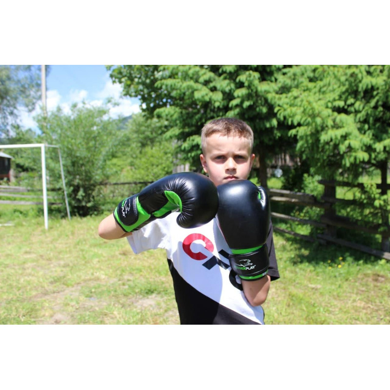 Боксерські рукавиці PowerPlay 3004 JR Classic Чорно-Зелені 6 унцій