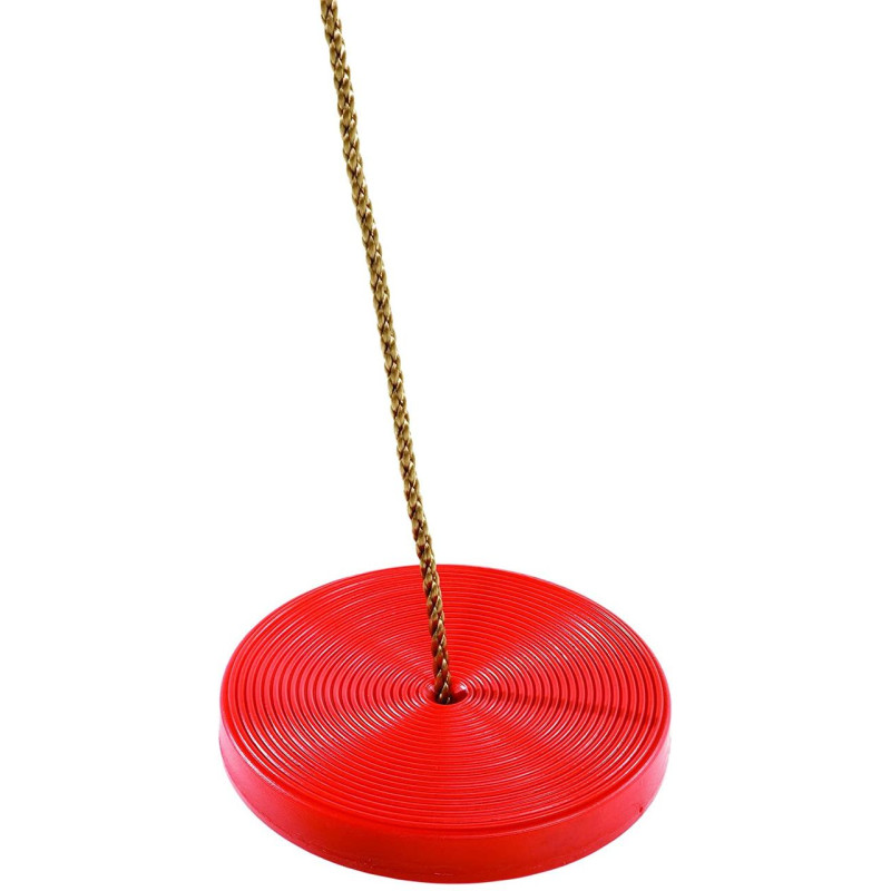 Качеля детская (тарзанка) DISK WCG для детской площадки, Длина 115-190 см (регулируемая), Диаметр диска 28 см, Пластик, Красный