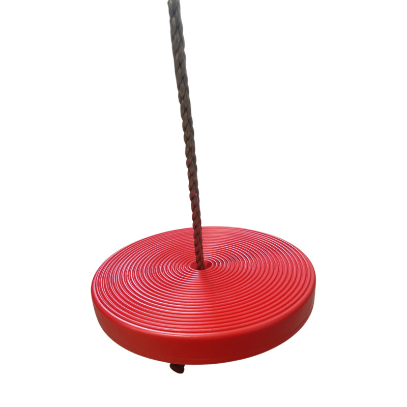 Качеля детская (тарзанка) DISK WCG для детской площадки, Длина 115-190 см (регулируемая), Диаметр диска 28 см, Пластик, Красный