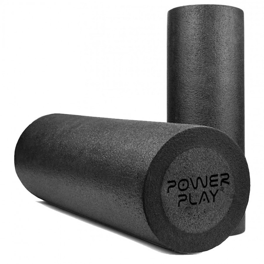 Масажний ролик (роллер) гладкий PowerPlay 4021 Fitness Roller Чорний (90x15см.)