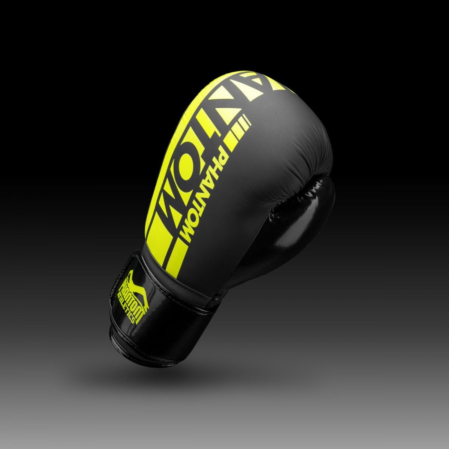 Боксерські рукавиці Phantom APEX Elastic Neon Black/Yellow 14 унцій (капа в подарунок)