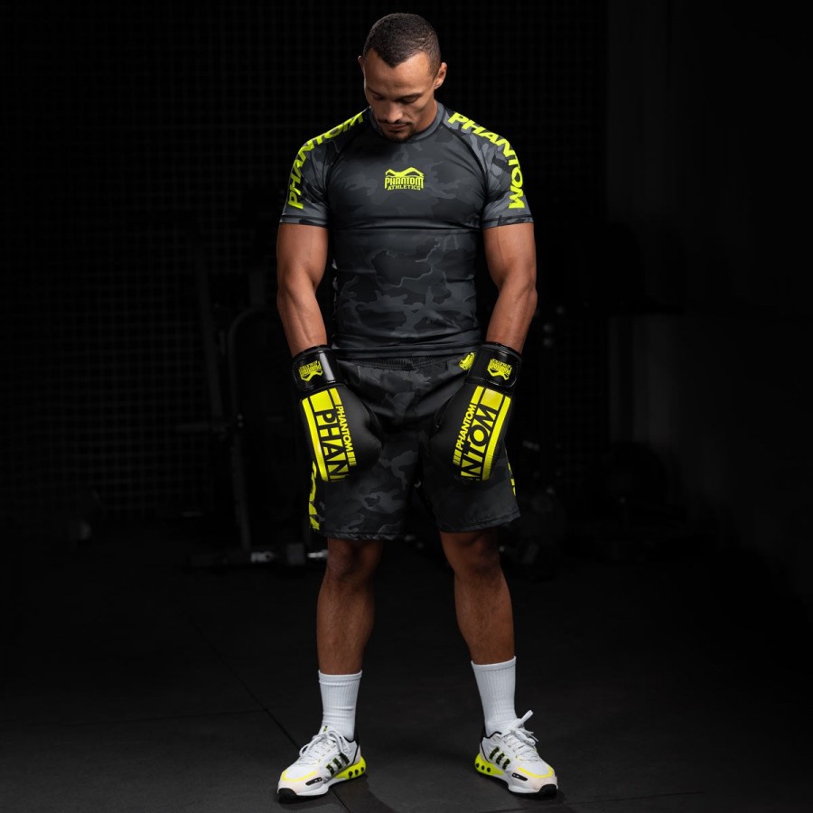 Боксерські рукавиці Phantom APEX Elastic Neon Black/Yellow 14 унцій (капа в подарунок)