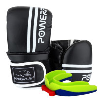 Снарядные перчатки PowerPlay 3025, PU, пенный наполнитель, черно-белый, размер M, анатомическая форма, капа в комплекте