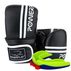 Снарядные перчатки PowerPlay 3025, PU, пенный наполнитель, черно-белый, размер M, анатомическая форма, капа в комплекте