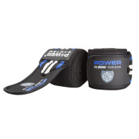 Бинты на локоть Power System PS-3600 Elbow Wraps Blue/Black (пара), Длина 1,5 м, Ширина 8 см, Хлопок, Эластан, Сине-черный