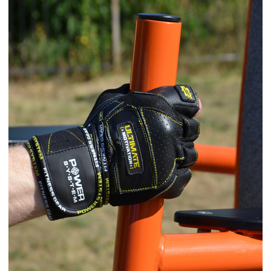 Рукавички для фітнесу Power System PS-2810 Ultimate Motivation Black/Yellow Line M