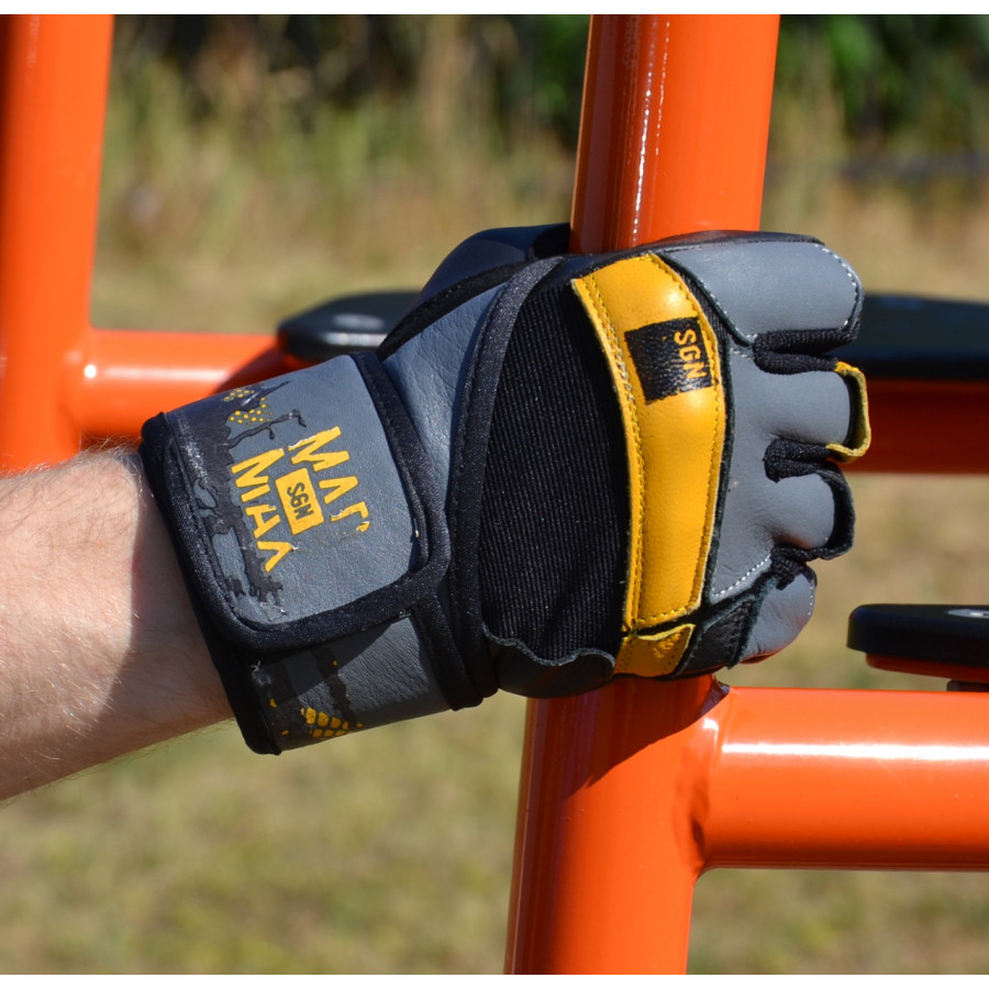 Рукавички для фітнесу MadMax MFG-880 Signature Black/Grey/Yellow XL