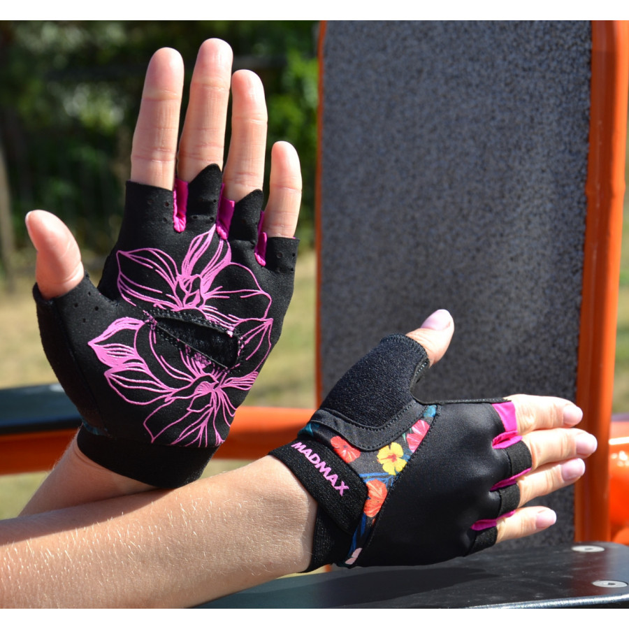 Рукавички для фітнесу MadMax MFG-770 Flower Power Gloves Black/Pink M