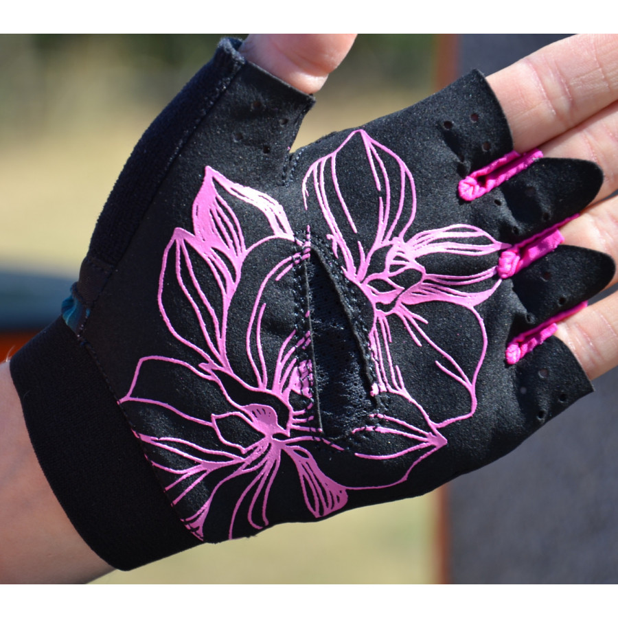 Рукавички для фітнесу MadMax MFG-770 Flower Power Gloves Black/Pink M