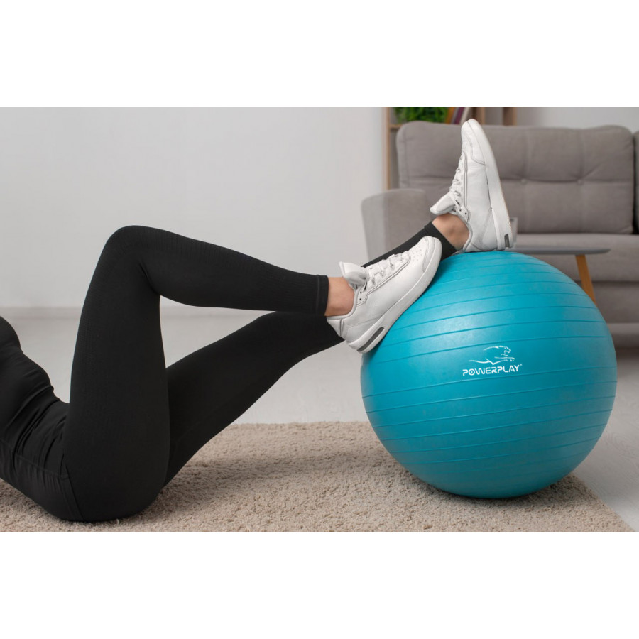 М'яч для фітнесу (фітбол) PowerPlay 4001 Ø65 cm Gymball М'ятний + помпа