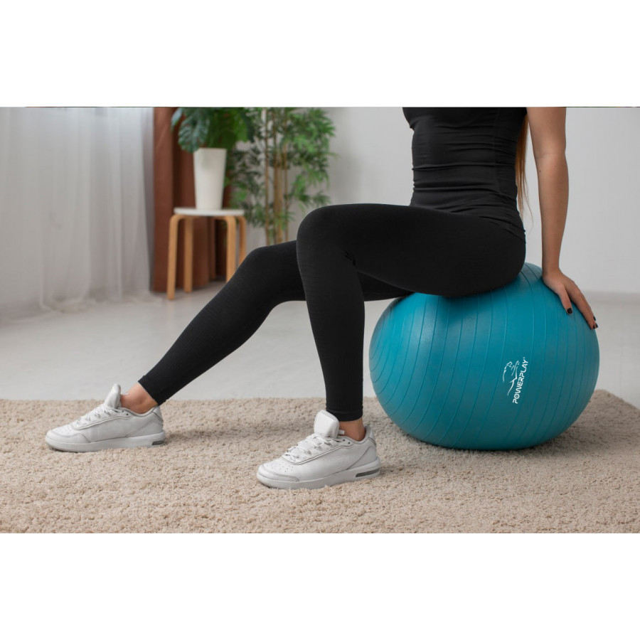 М'яч для фітнесу (фітбол) PowerPlay 4001 Ø65 cm Gymball М'ятний + помпа