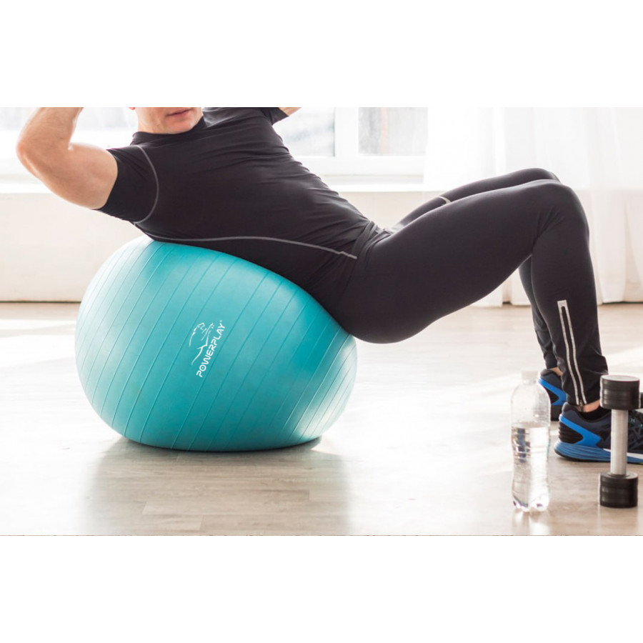 М'яч для фітнесу (фітбол) PowerPlay 4001 Ø65 cm Gymball М'ятний + помпа