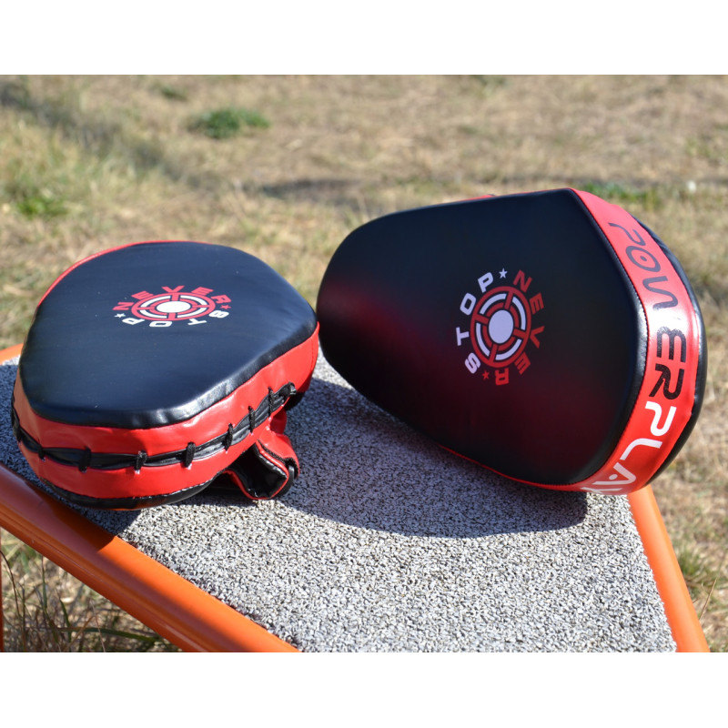 Лапи боксерські PowerPlay 3051 Чорно-Червоні PU [пара]