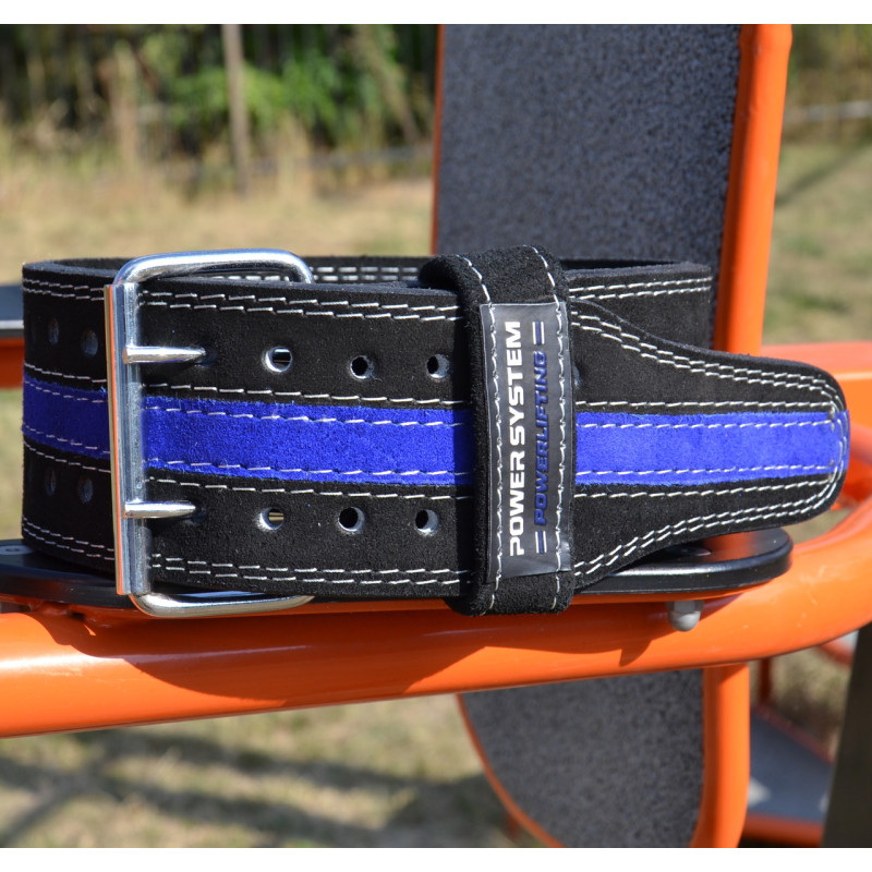 Пояс для пауерліфтингу Power System PS-3800 PowerLifting шкіряний Black/Blue Line XL
