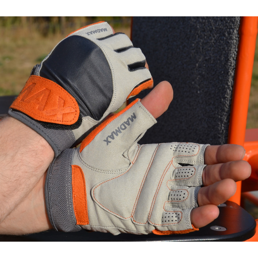 Рукавички для фітнесу MadMax MFG-850 Crazy Grey/Orange XXL