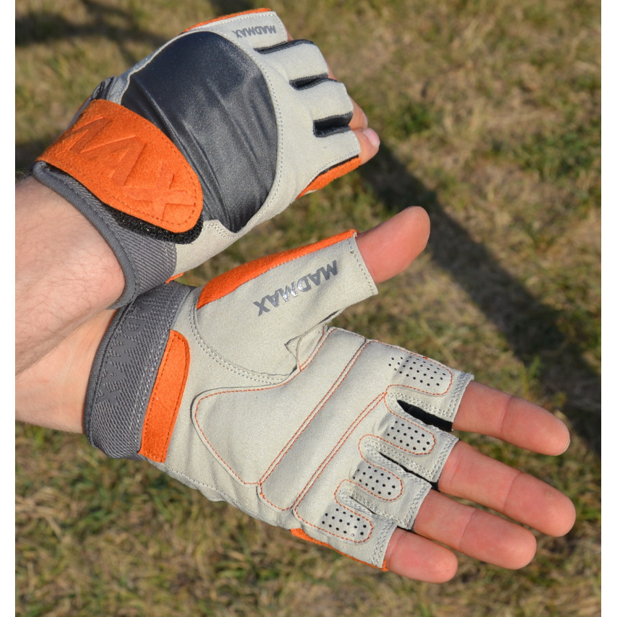 Рукавички для фітнесу MadMax MFG-850 Crazy Grey/Orange XXL