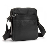 Мужской кожаный мессенджер Tiding Bag чёрный