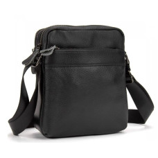 Мужской кожаный мессенджер Tiding Bag чёрный