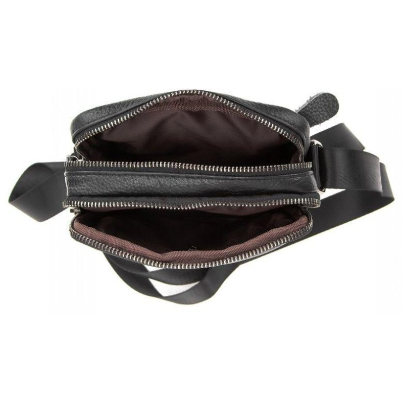 Чоловічий шкіряний месенджер Tiding Bag чорний