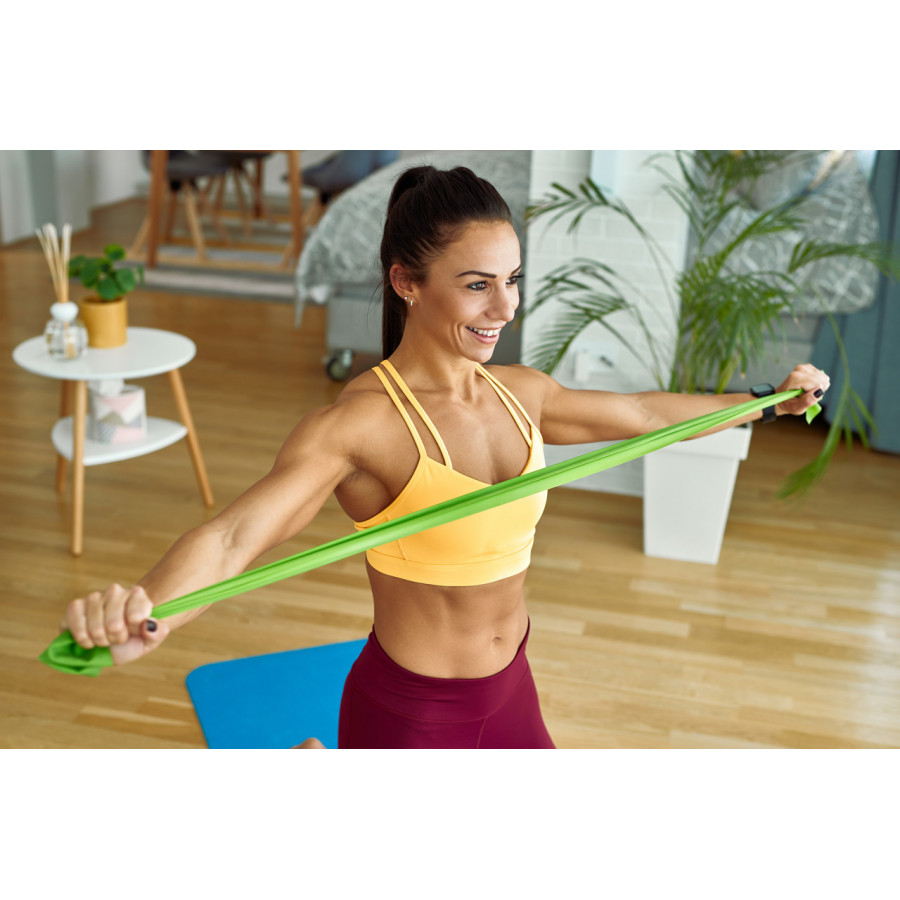 Стрічка-еспандер для фітнесу та реабілітації U-POWEX Fitness band 0.5мм. (9.1 кг) Green