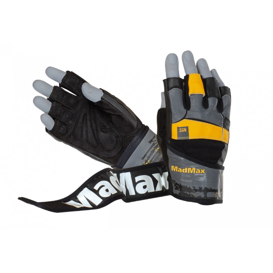 Рукавички для фітнесу MadMax MFG-880 Signature Black/Grey/Yellow XL
