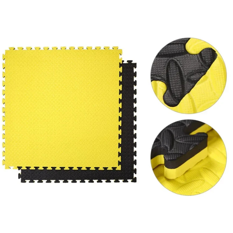 Мат татамі ластівчин хвіст WCG EVA 1000х1000х30мм Мат-пазл чорно-жовтий