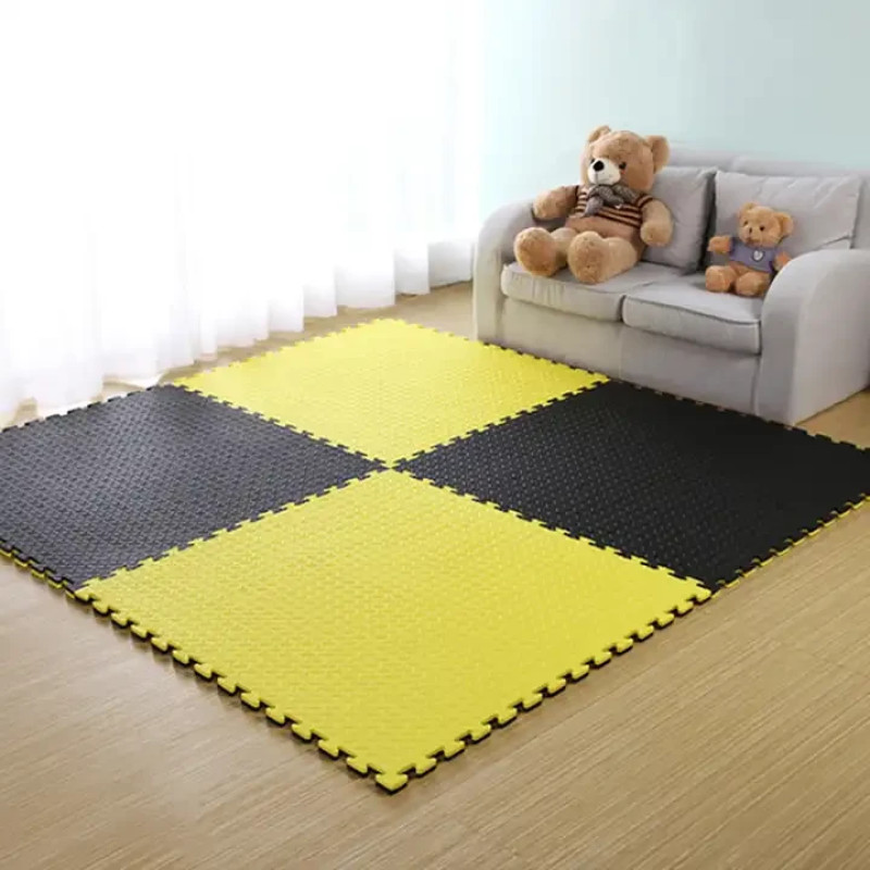 Мат татамі ластівчин хвіст WCG EVA 1000х1000х30мм Мат-пазл чорно-жовтий