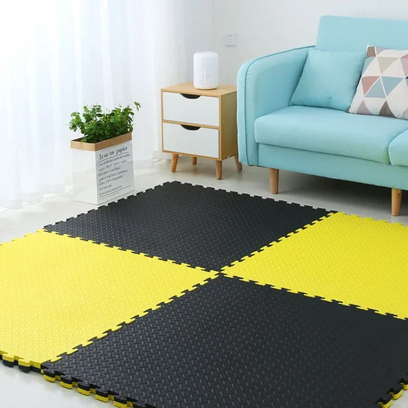 Мат татамі ластівчин хвіст WCG EVA 1000х1000х30мм Мат-пазл чорно-жовтий