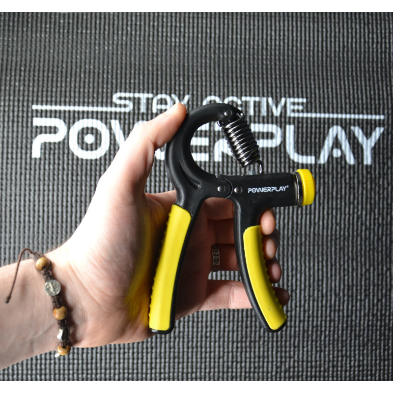 Эспандер кистевой PowerPlay PP-4323 с регулируемой нагрузкой 10-40 кг, Strength Grip, Черно-желтый