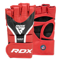 Перчатки для ММА RDX AURA PLUS T-17 красно-черные S (накладки в комплекте)