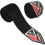 Бинты для бокса RDX WX Professional Boxing Hand Wraps Black, Комплектация: пара (2 бинта), Длина 4,5 м, Эластичные, Хлопок, Нейлон, Чёрный
