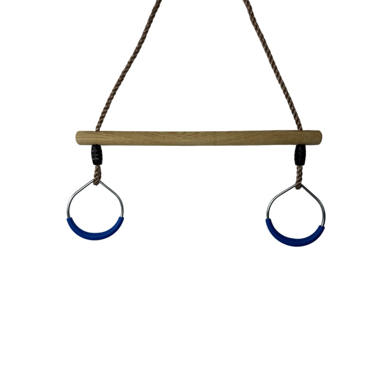 Дерев'яна трапеція з металевими кільцями metal rings WCG