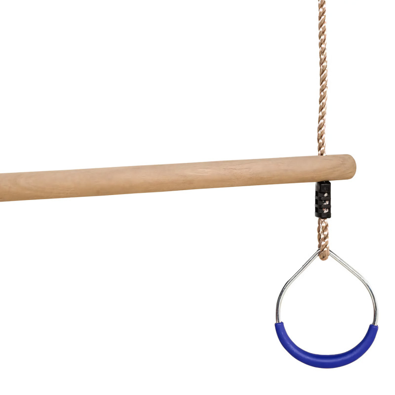 Дерев'яна трапеція з металевими кільцями metal rings WCG