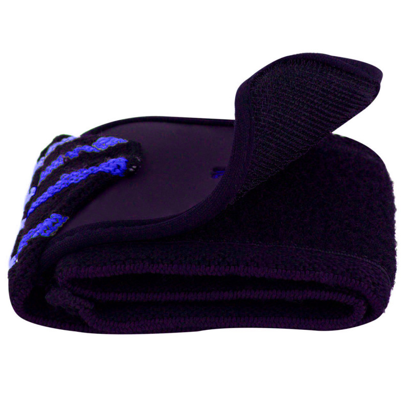 Бинты кистевые (для запястий) PowerPlay 3081 Gym WristT Wraps, Длина 45 см, Хлопок, PU, Спандекс, Черно-синий