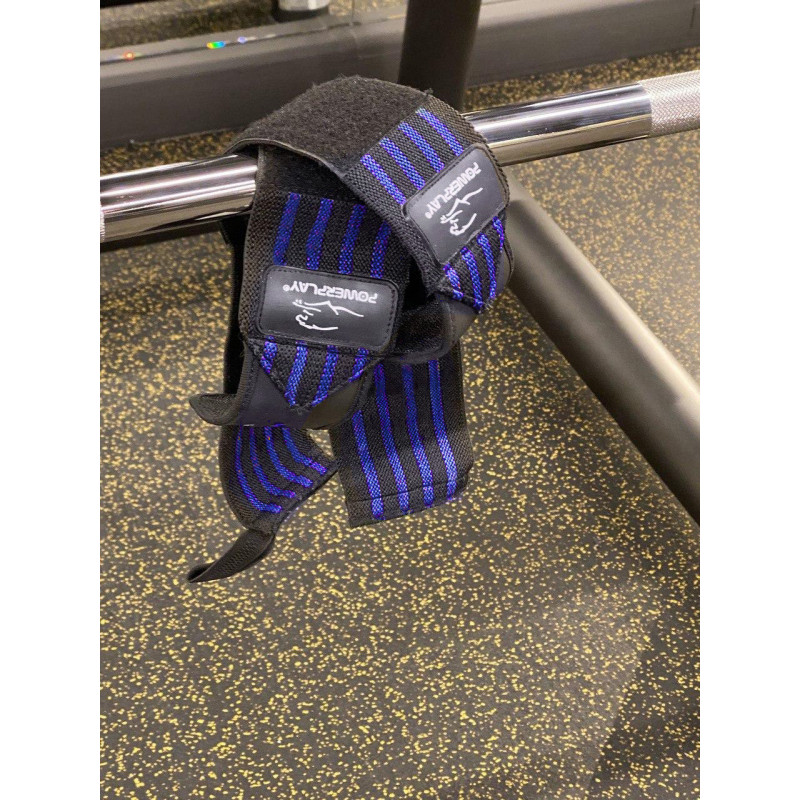 Бинты кистевые (для запястий) PowerPlay 3081 Gym WristT Wraps, Длина 45 см, Хлопок, PU, Спандекс, Черно-синий