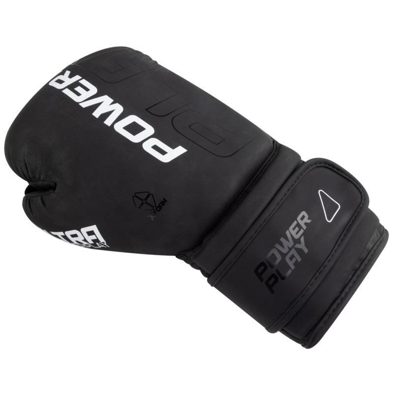 Боксерські рукавиці PowerPlay 3024 Ultra Mat, 16 унцій, Штучна шкіра (PU), Чорно-білий