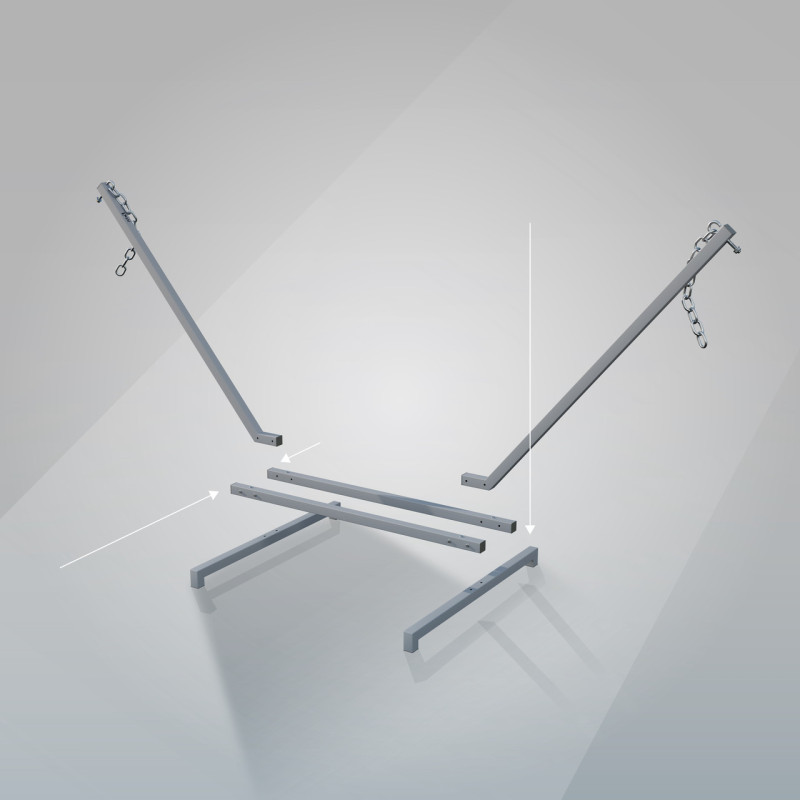 Стійка для гамака 50х50 + Двомісний гамак SOFT бежевий XXL 200x140 з планками