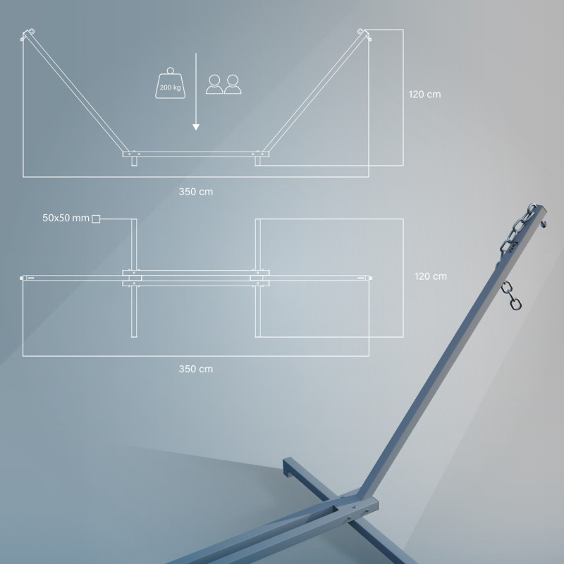 Стійка для гамака 50х50 + Двомісний гамак SOFT бежевий XXL 200x140 з планками