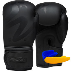 Боксерские перчатки RDX F15 Noir Matte Black, 12 унций, Искусственная кожа ConvEX Skin Combat Leather, Черный (матовый)