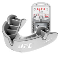 Капа OPRO Silver UFC дитяча (вік до 10 років) White/Silver, Двошарова, Компресійна клітка+гель Hi-Flow, Срібний