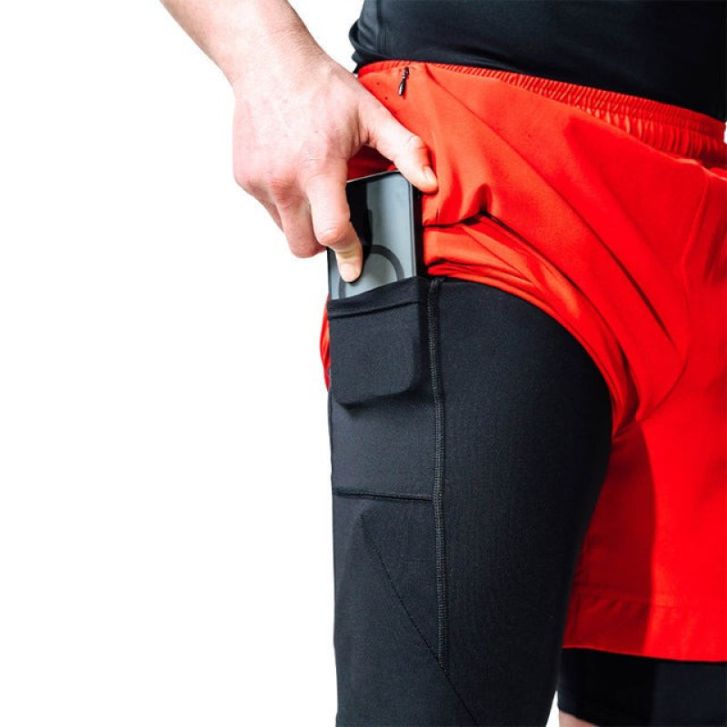 Компресійні шорти для MMA RDX T16 2-в-1 RED/BLACK, Розмір XL, Поліестер, Спандекс, Червоно-чорний