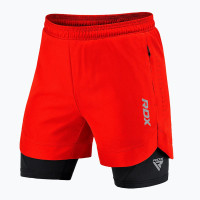 Компресійні шорти для MMA RDX T16 2-в-1 RED/BLACK, Розмір XL, Поліестер, Спандекс, Червоний