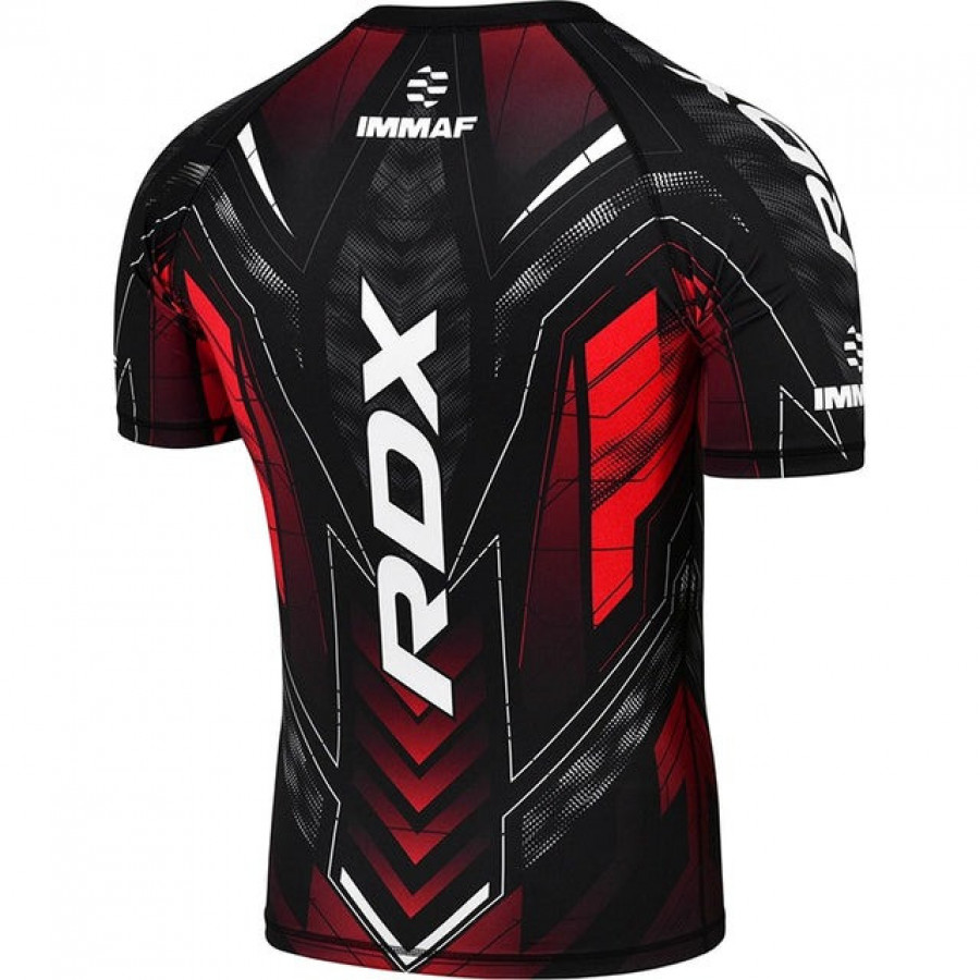 Рашгард RDX на короткий рукав, схвалена IMMAF, Чорно червона S