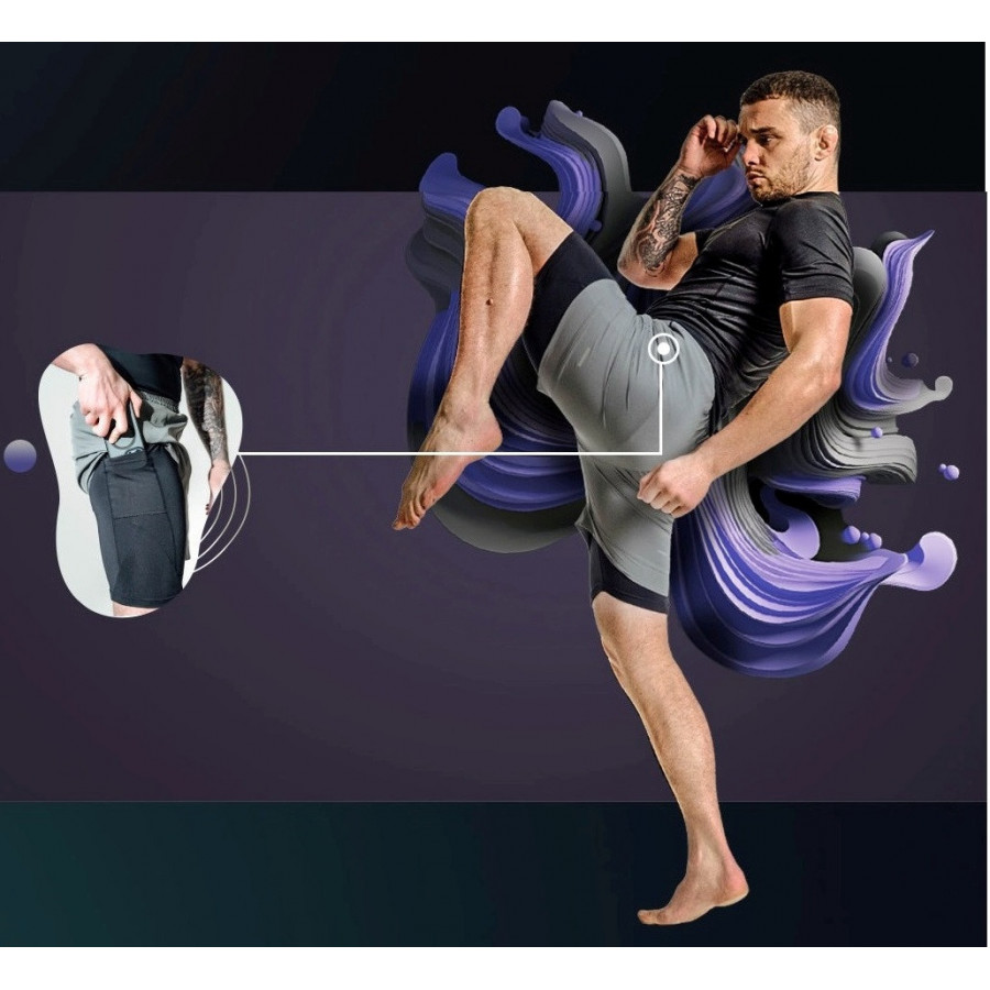 Компресійні шорти для RDX MMA T16 2-в-1 GREY/BLACK-M