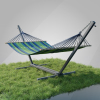 Стійка для гамака + Двомісний гамак з планкою RIO XXL зелений