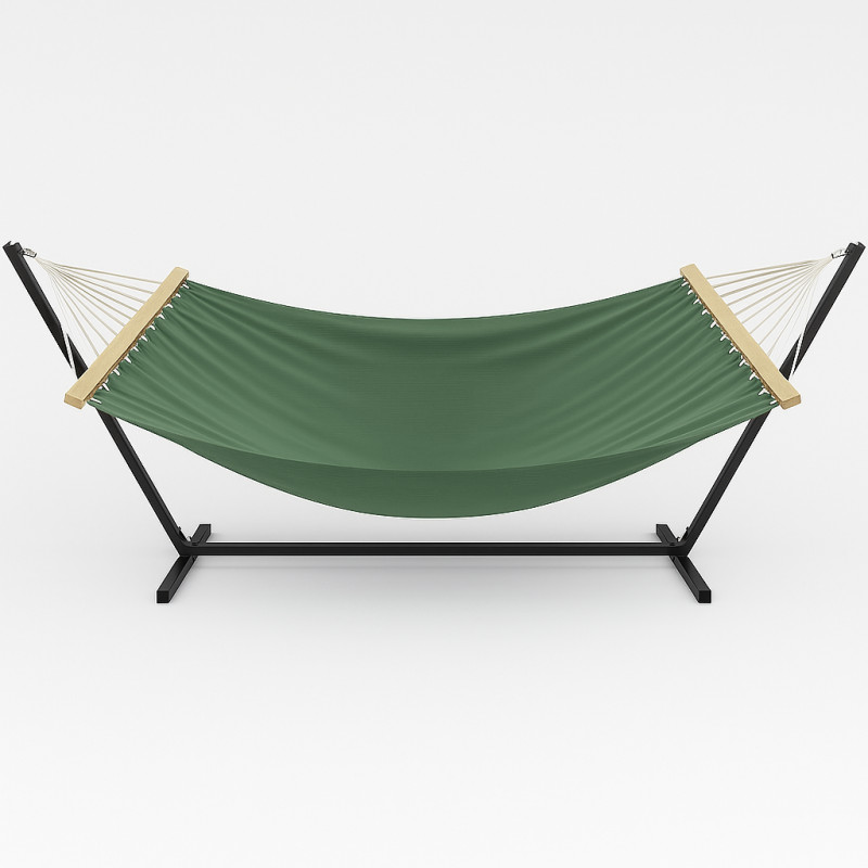 Монотонний гамак з планкою WISH зелений одномісний XL 200х100 WCG