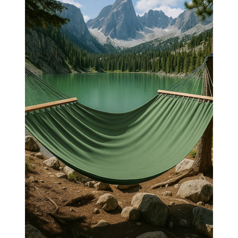 Монотонний гамак з планкою WISH зелений одномісний XL 200х100 WCG