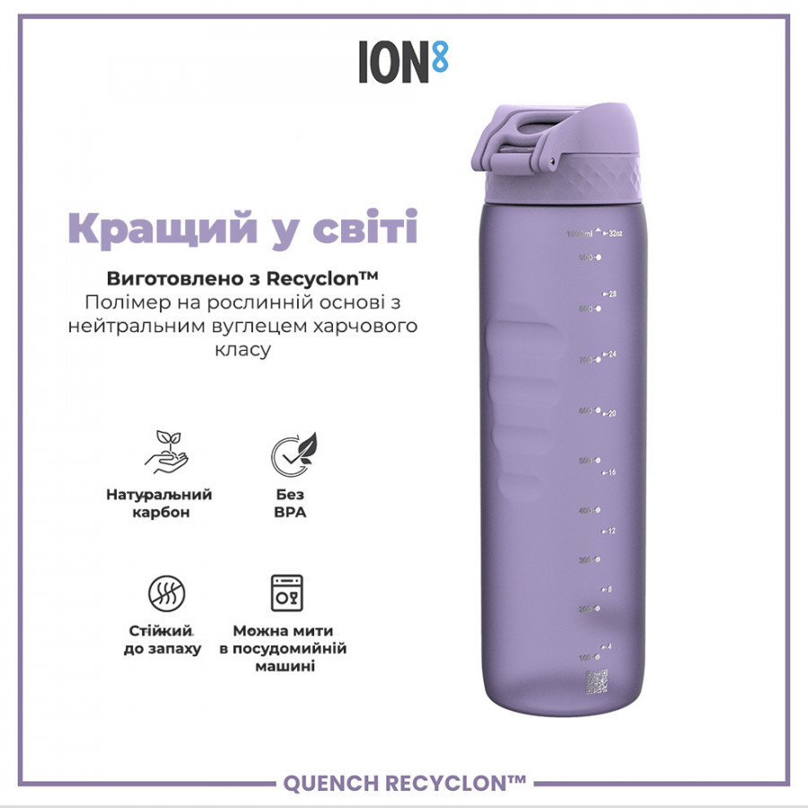 Пляшка для води ION8 1000 мл. (ЕКО пляшка) BPA Free, Light Purple