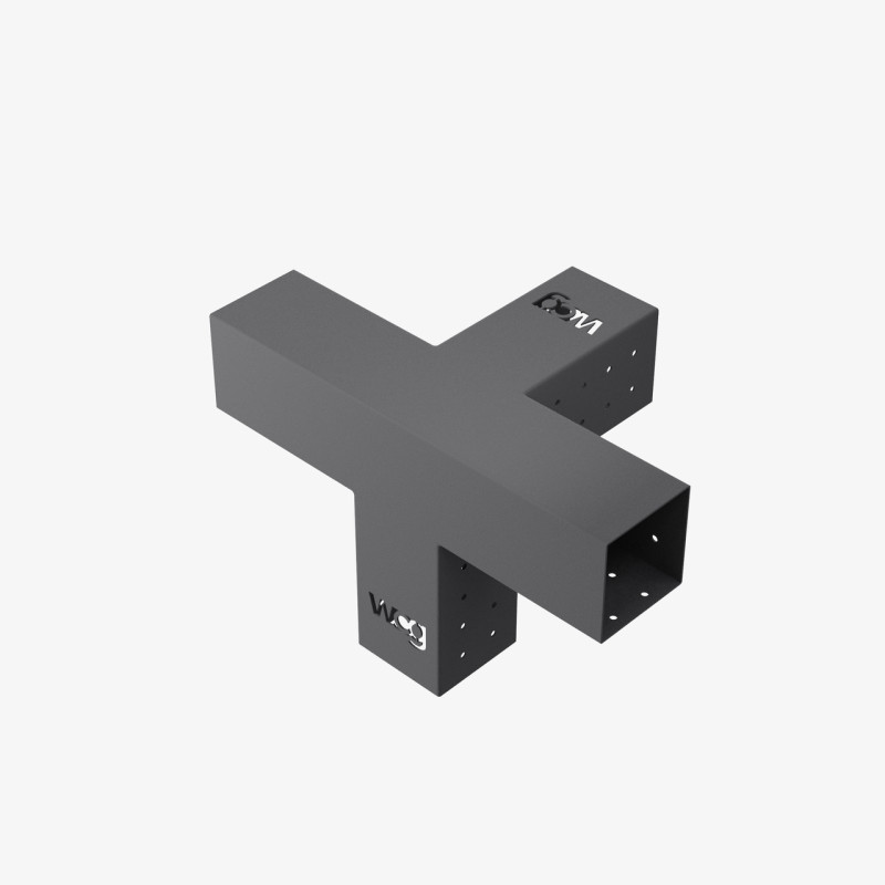 Кронштейн для соединения 4 брусьев 100×100 мм | Соединение с 4 сторон (модуль 90°)