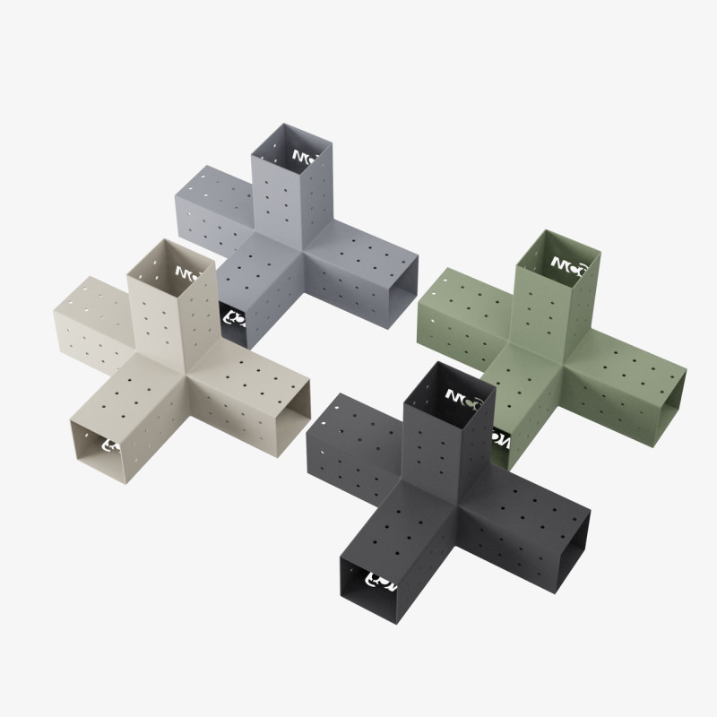 Кронштейн для соединения 4 брусьев 100×100 мм | Соединение с 4 сторон (модуль 90°)